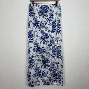 Vici Floral French Toile Satin Maxi Wrap Skirt NWT Chic Resort Feminine Large